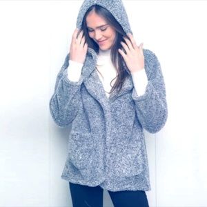 Brandy Melville Plush Grey Hooded Coat w/ Pockets